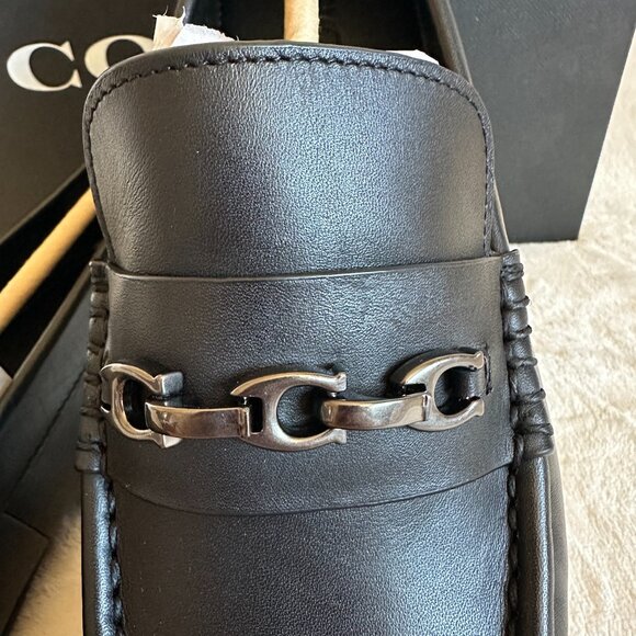 NIB! Coach CI326 Men’s Black Leather Mott Chain Drivers Slip On In Size US7/EU40 main image 6